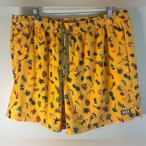 Saxx Oh Buoy 2N1 Swim Volley 5" Shorts Yellow Island Mens 2XL Ballpark Pouch